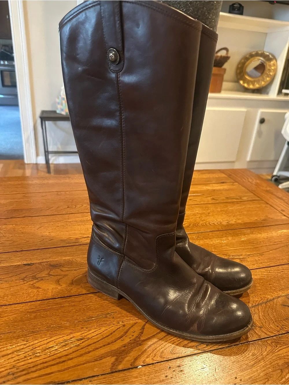 Frye Melissa Button Tall Riding Boots Women’s 8 B Dark Brown Leather 77167